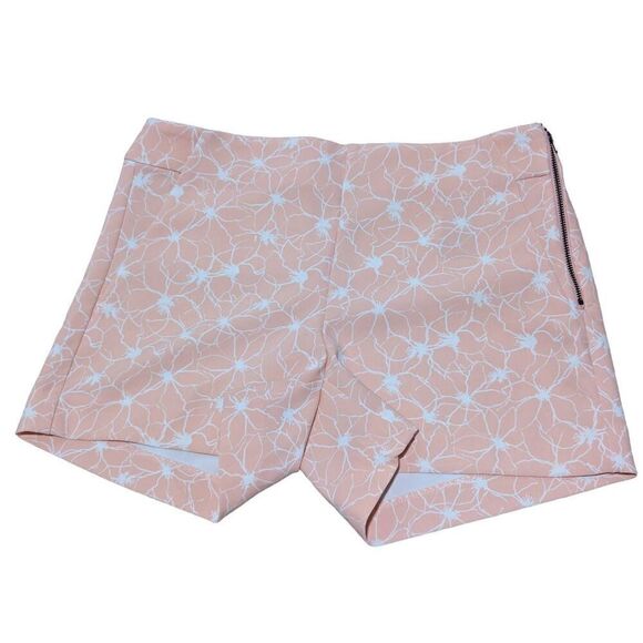 Banana Republic Women's 4 Peach Highwaisted Prima Cool Neutral Print Shorts - Picture 1 of 7